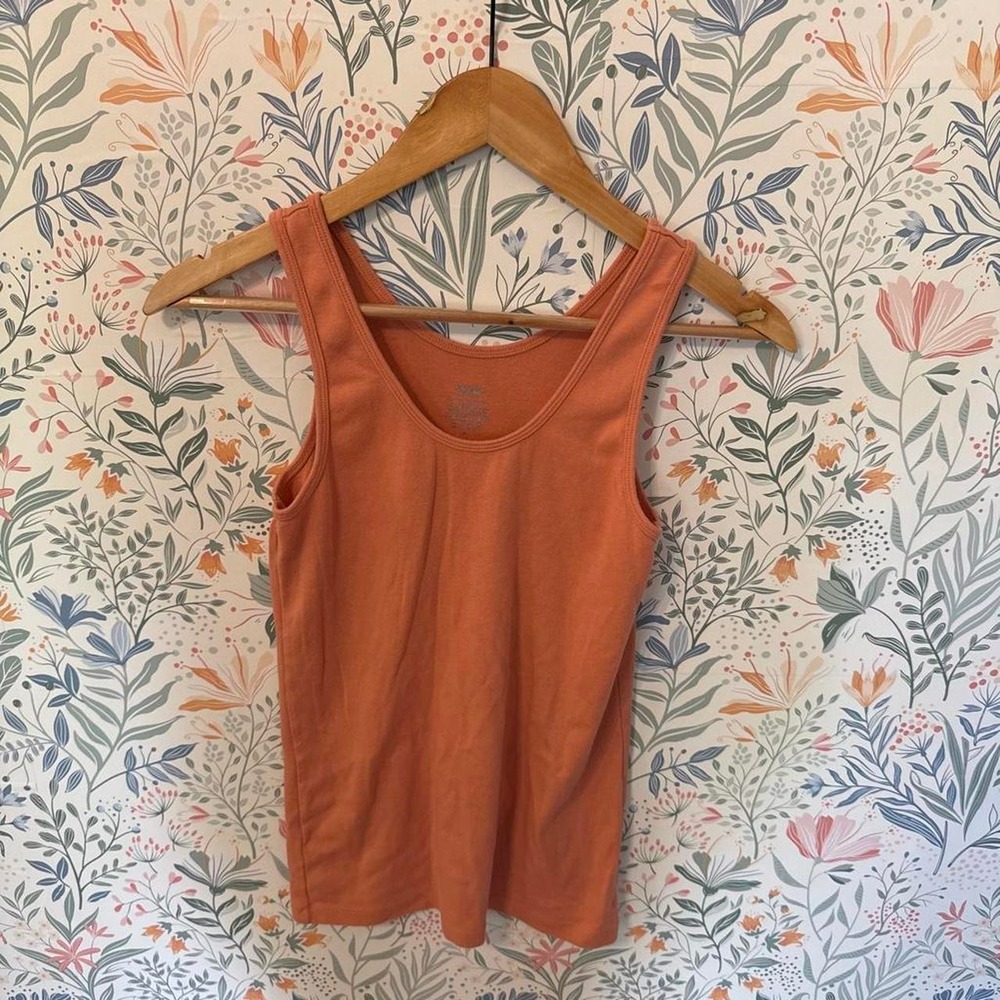 Mossimo Orange Ribbed Scoop Neck Tank Top